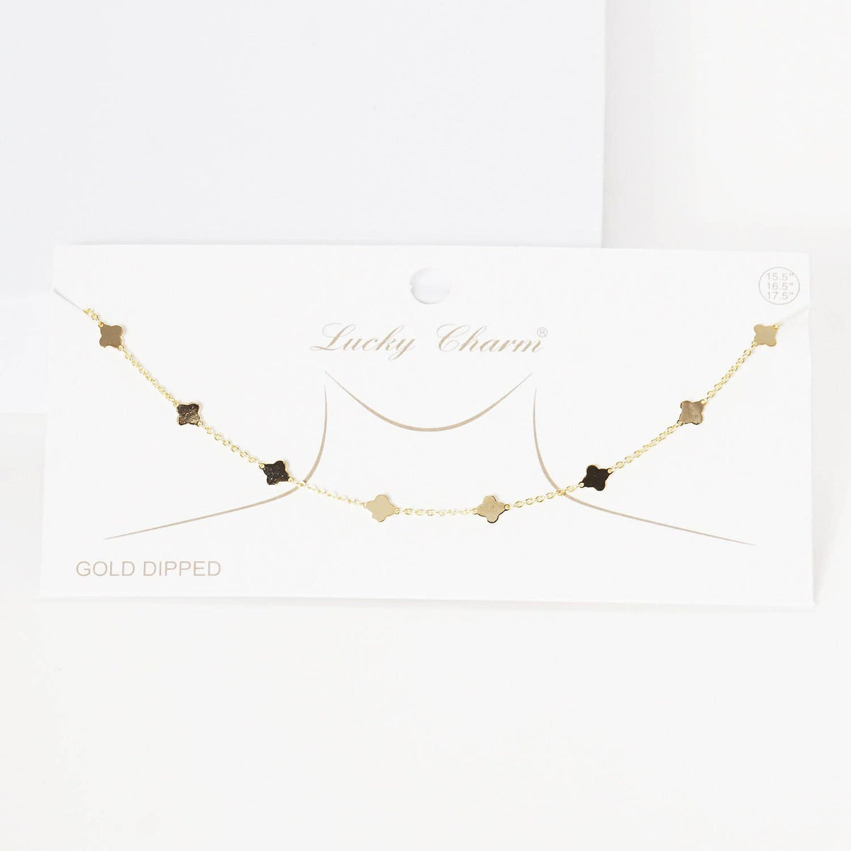 Gold Plated Chain w/ Dangling Clovers Necklace