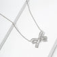 Elegant Pavé Crystal Bow Pendant Necklace