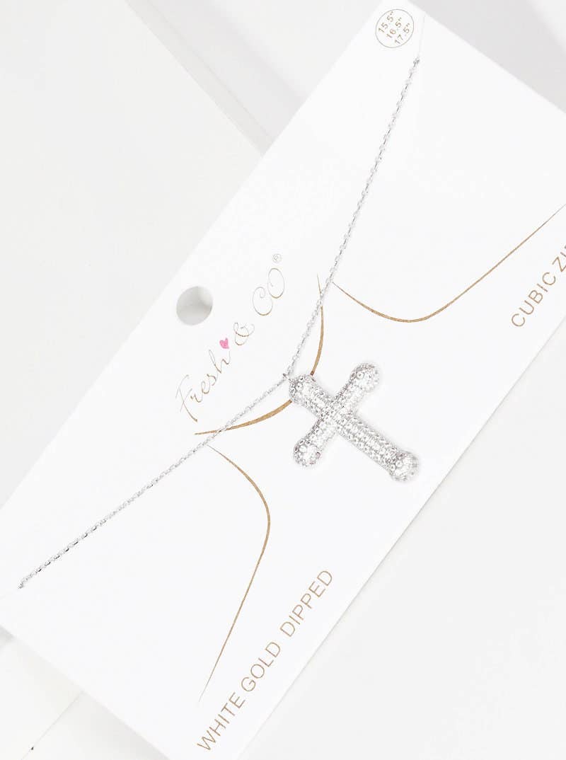 Gold Round Princess Cut Cross Necklace
