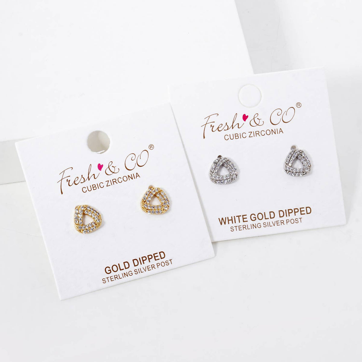 Gold Plated Curved Triangle Stud Earrings