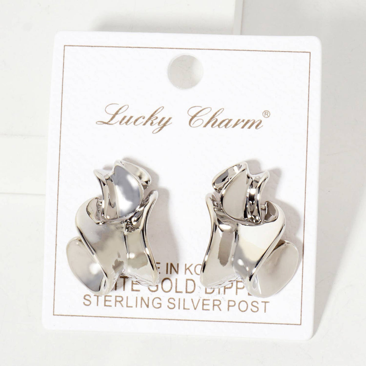 Polished Metal Organic-Shape Doorknocker Earrings
