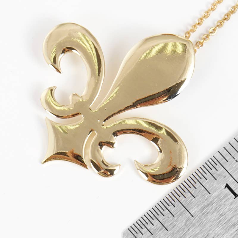 Gold Plated Simple Fleur De Lis Charm Necklace