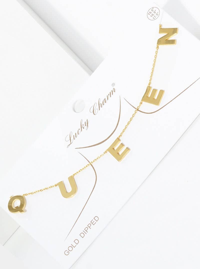 Mini Spaced Letter Queen Necklace