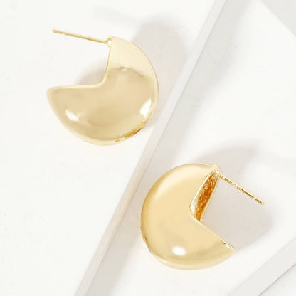 Polished Brass 20mm Pac-Man Design Hoop Earrings