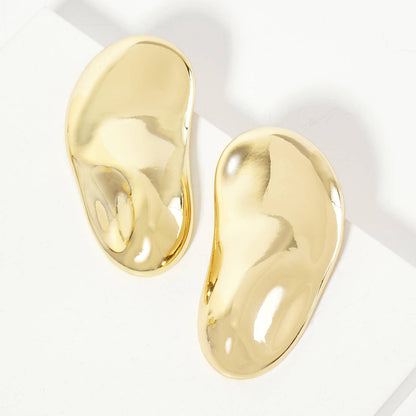 Polished Brass Hand-Pressed-Texture Statement Earrings