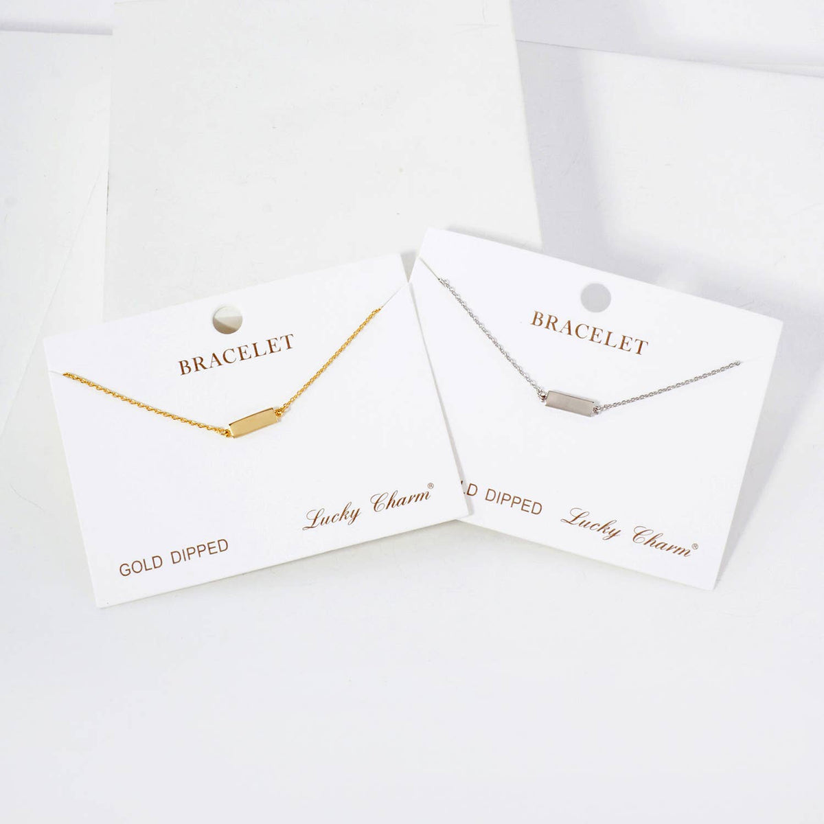 Polished Brass Rectangle Chain Bracelet