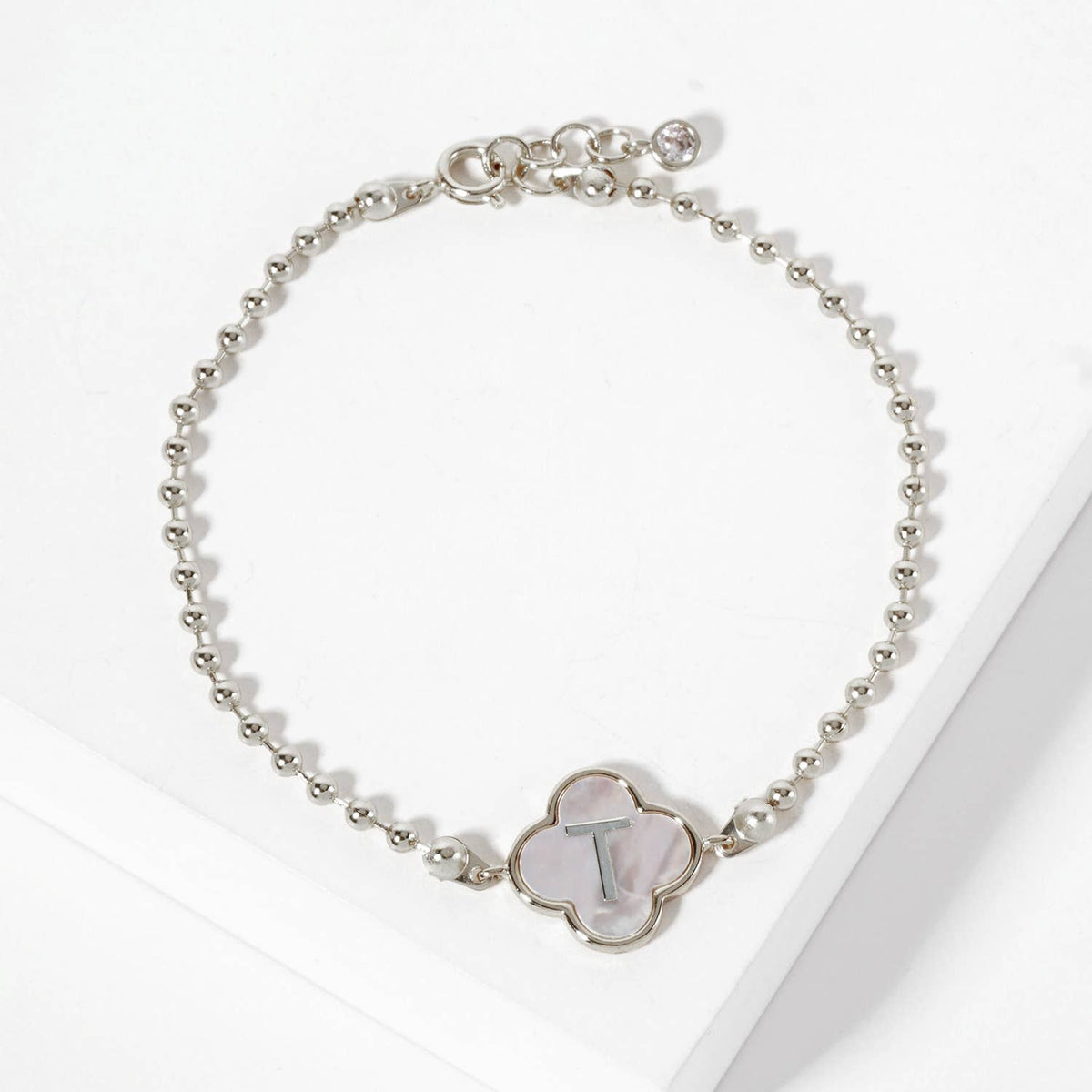 Dainty Gold Dipped Initial Clover Bracelet