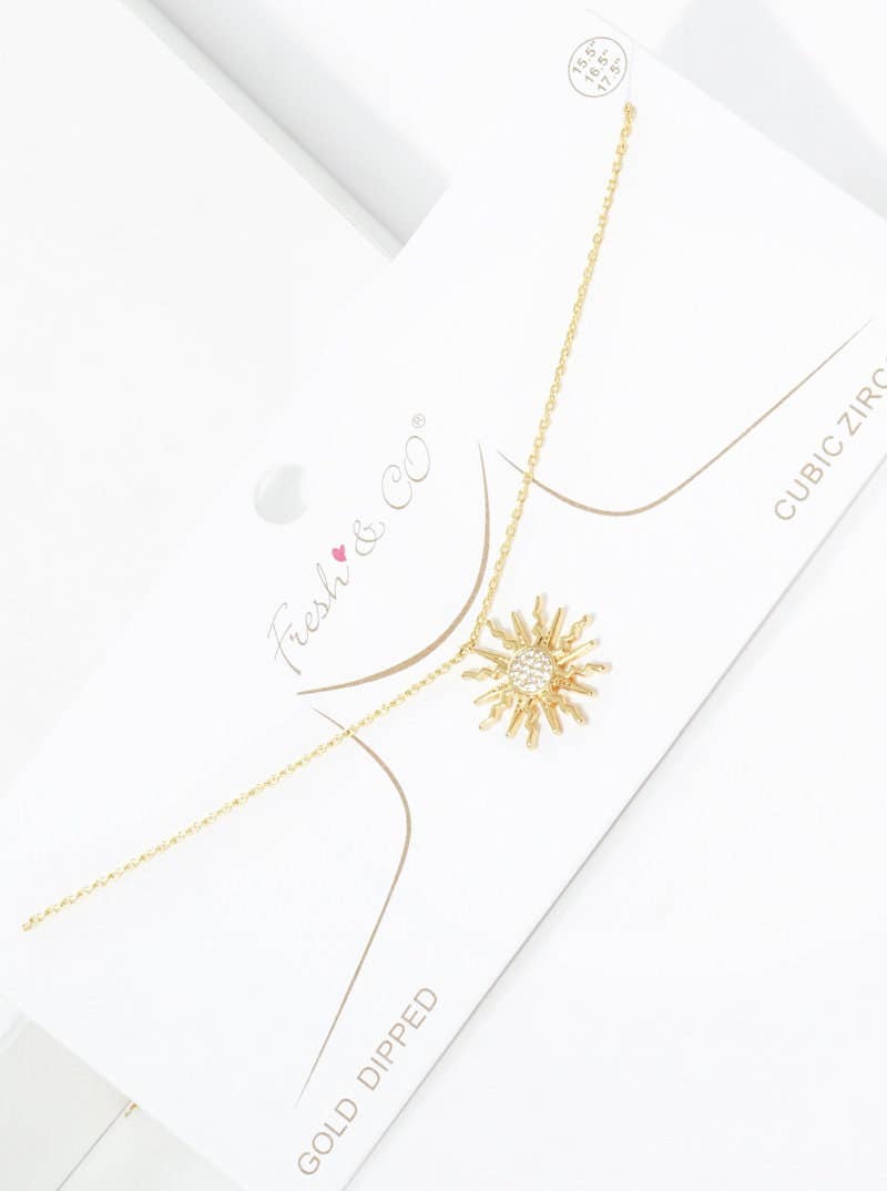 Gold Cubic Sunburst Necklace