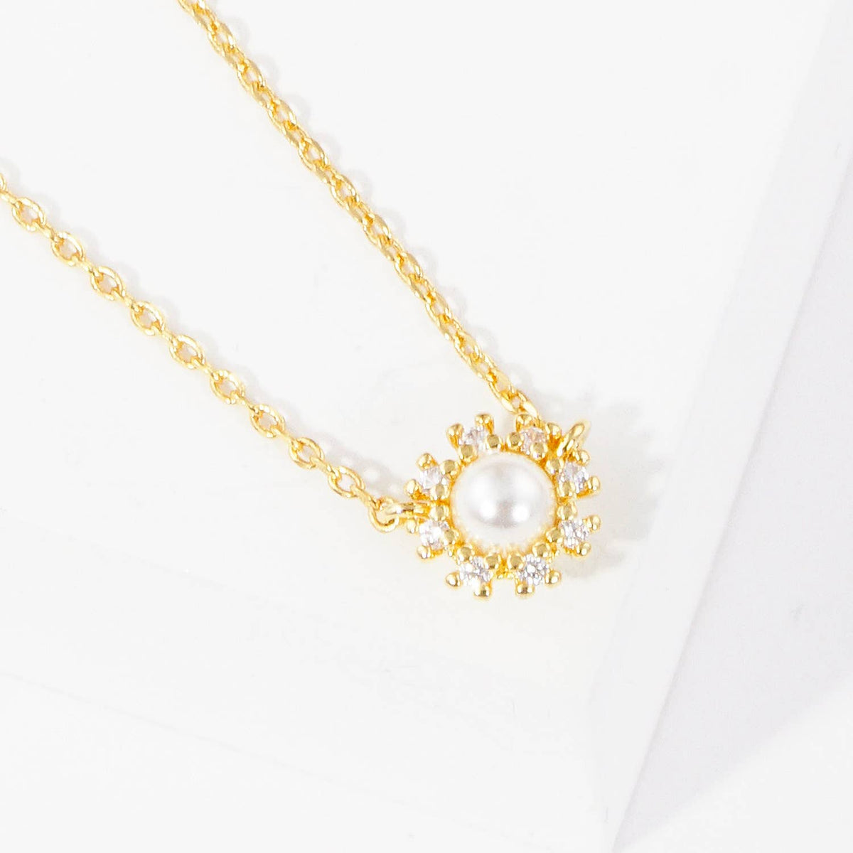 Dainty Pearl Starburst Pendant Necklace