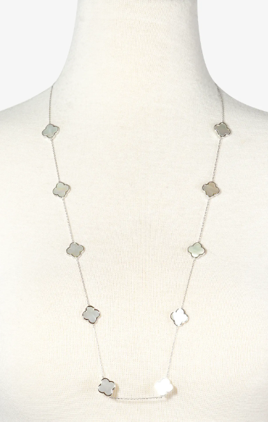 18K Gold Dipped 10 Quatrefoil 32 inch Long Station Necklace