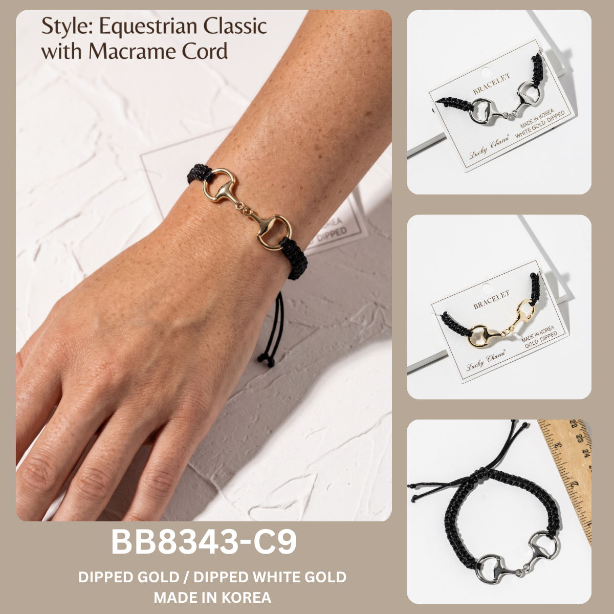 Equestrian Classic Macrame Cord Charm Bracelet
