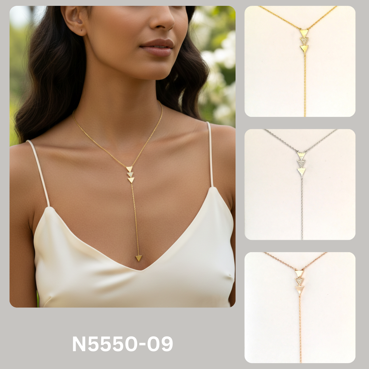 Minimalist Inverted Triangle Lariat Necklace