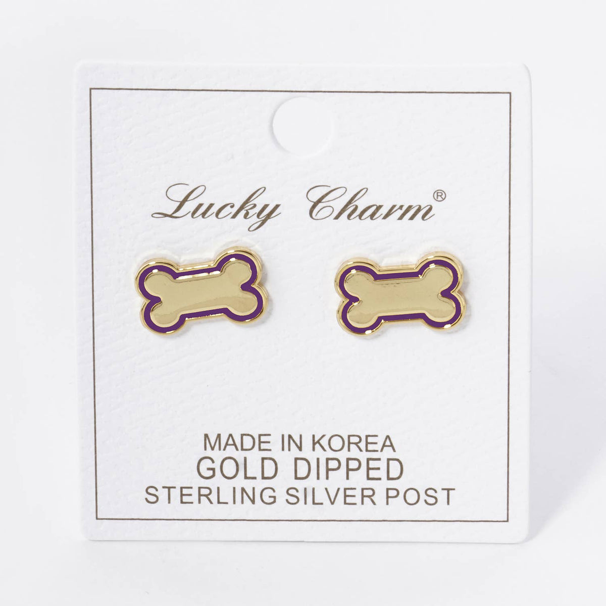 GAME DAY MASCOT 9MM ENAMEL DOG BONE TREAT STUD EARRINGS