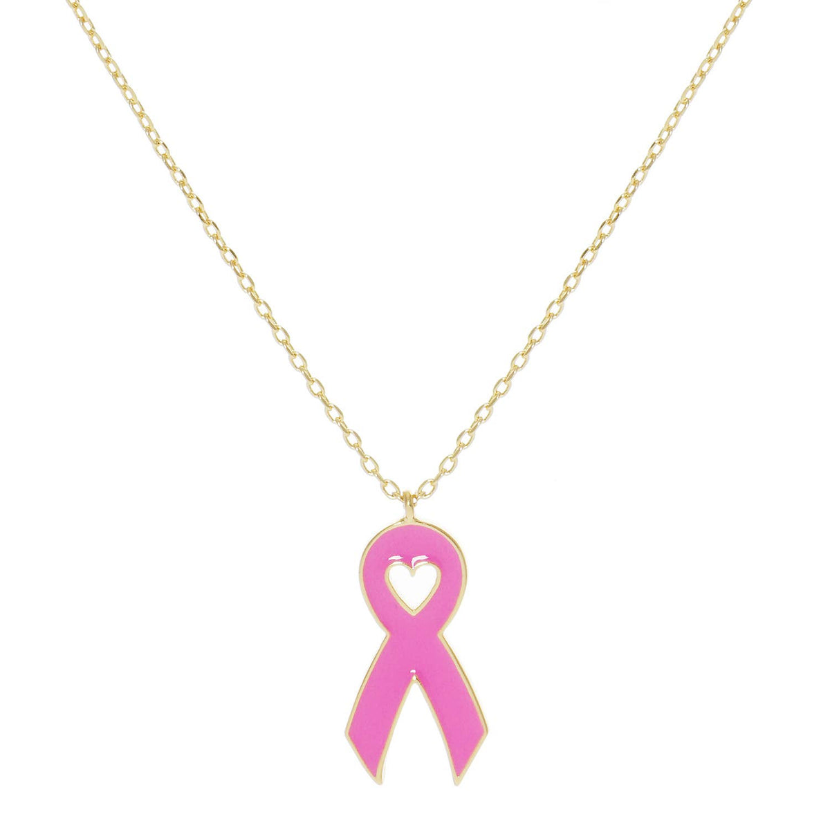 Breast Cancer Awareness Pink Ribbon Pendant Necklace