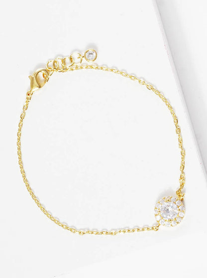 Cubic Zirconia Halo Chain Bracelet