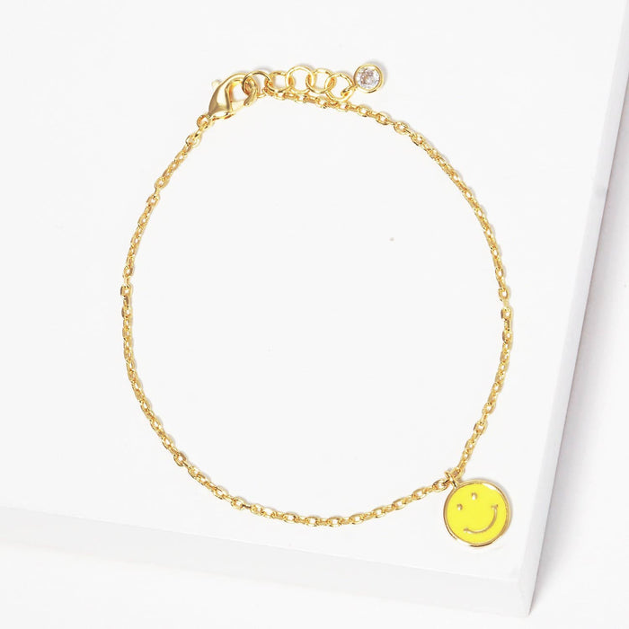 Gold Plated Smiley Face Chain Bracelet