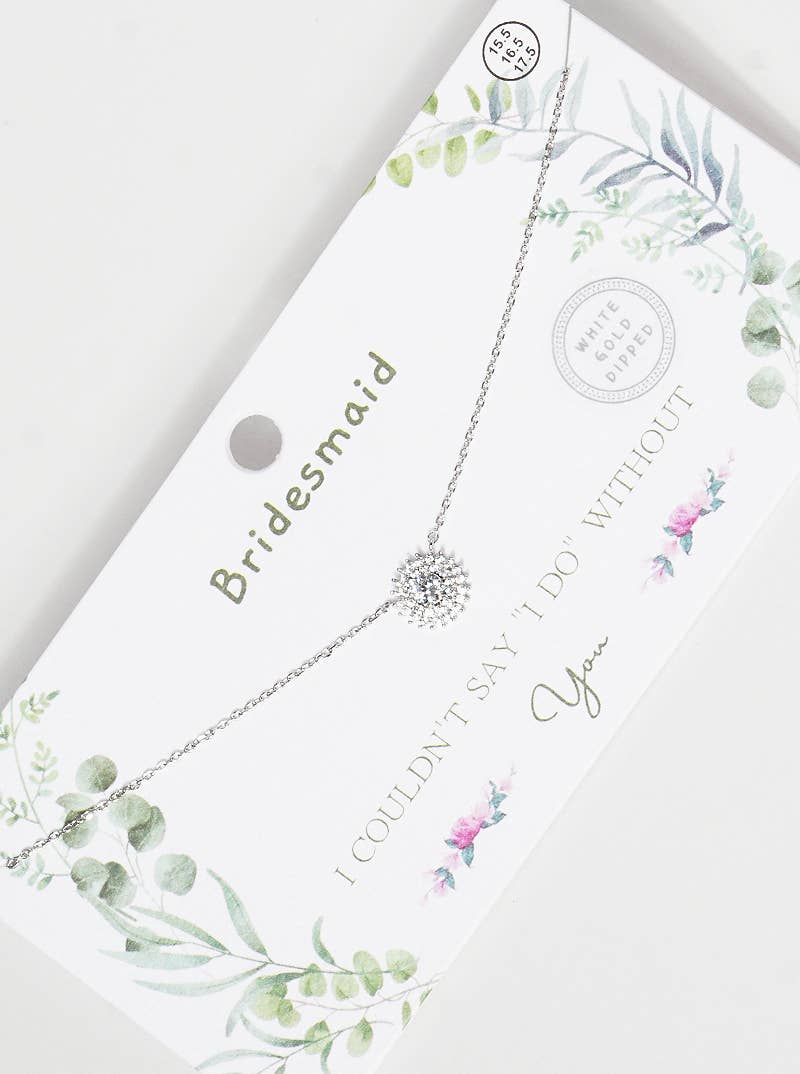 Bridesmaid Halo CZ Cluster Necklace