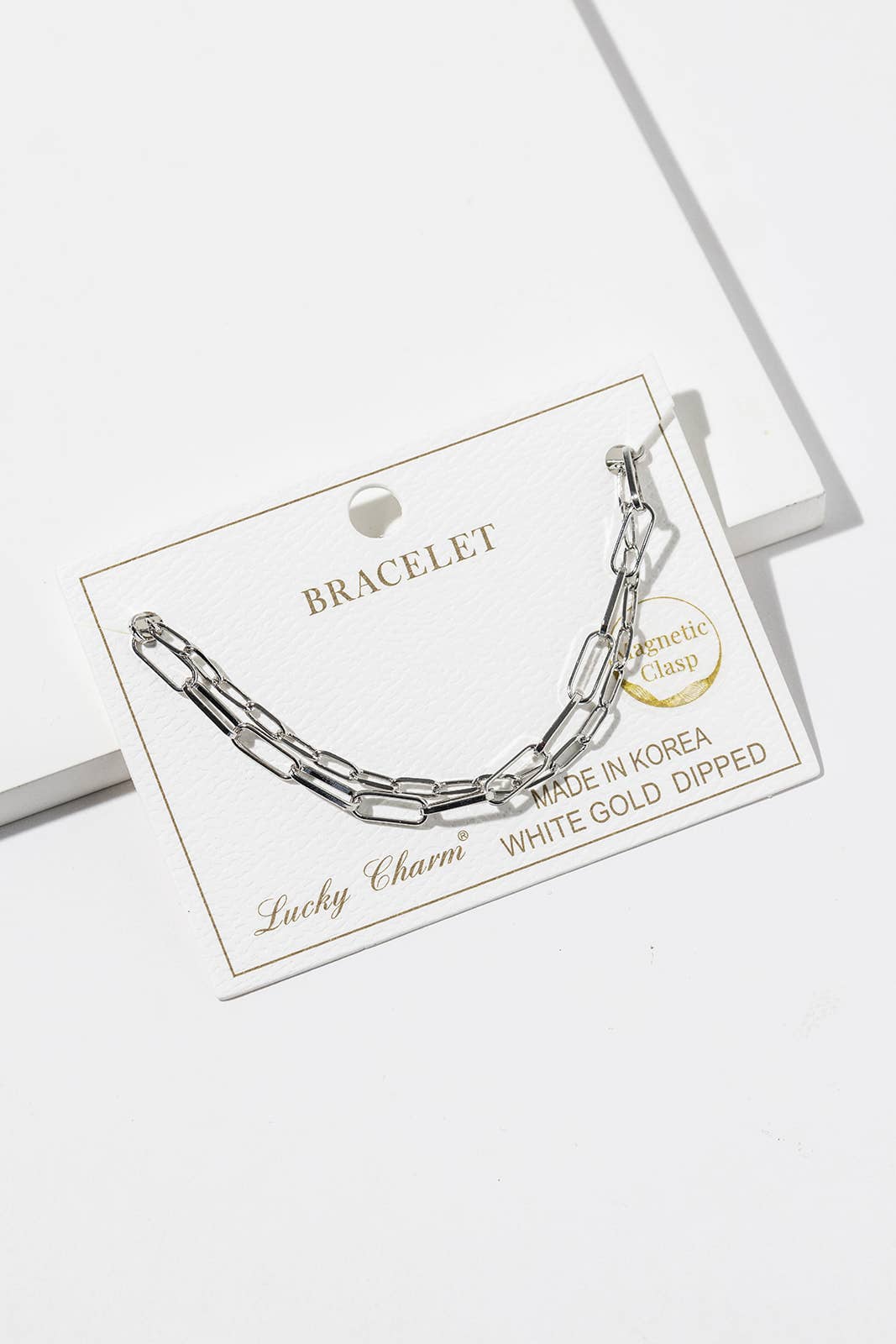 Magnetic Clasp Two-Row Paperclip Chain Bracelet