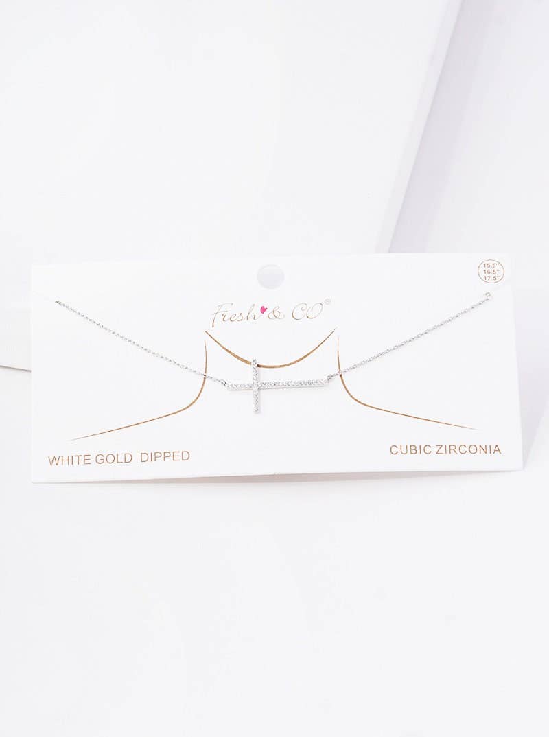 Gold Sideways Cross Necklace