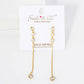 Round CZ Stone Trio with 4mm Stone Drop Chain Earrings
