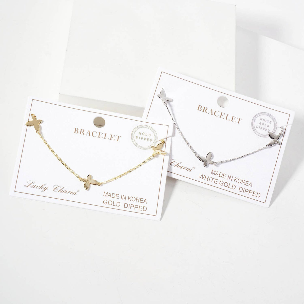 Three Butterfly 18K-Gold-Dipped Polished Brass Bracelet