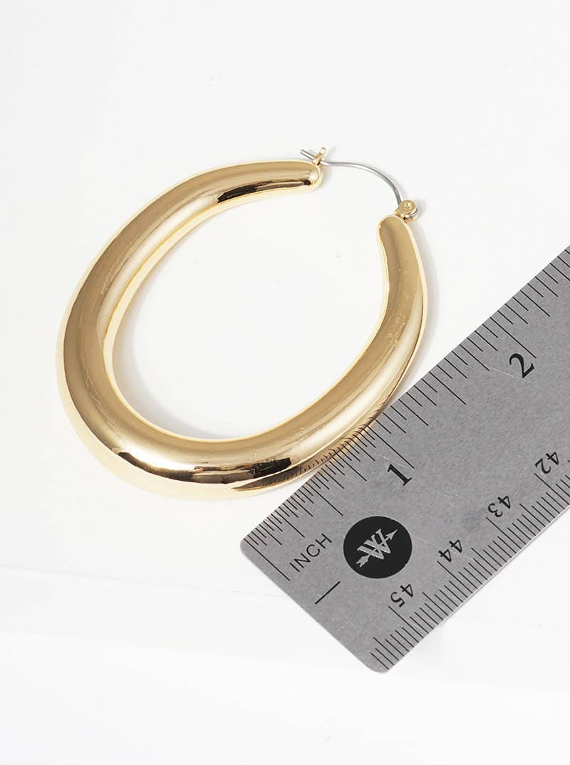 Gold Chunky Oval Huggie Earrings