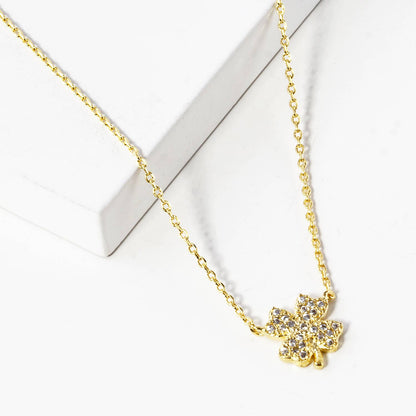 Pavé CZ Four-Leaf Clover Charm Necklace