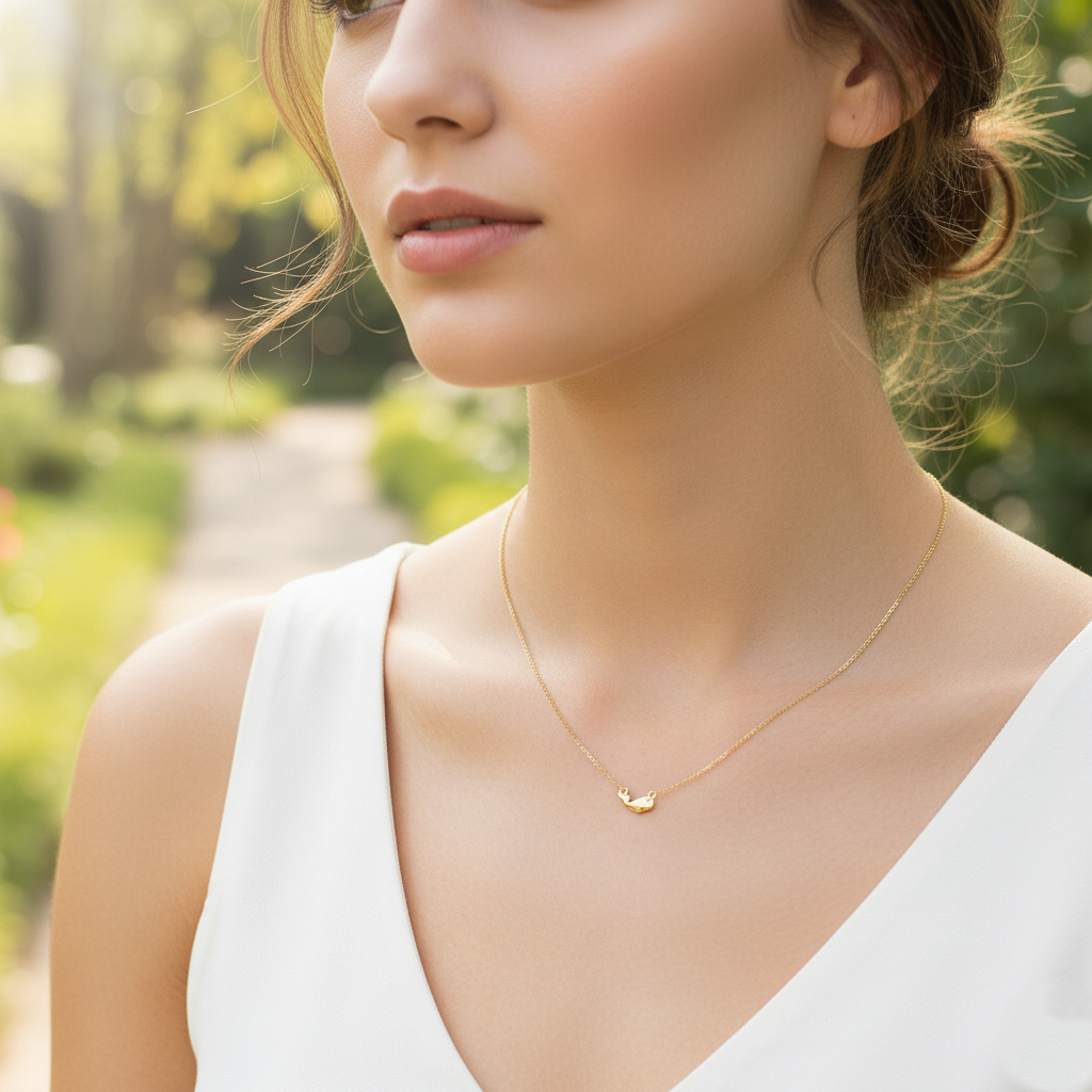 Minimalist Tiny Whale Charm Necklace