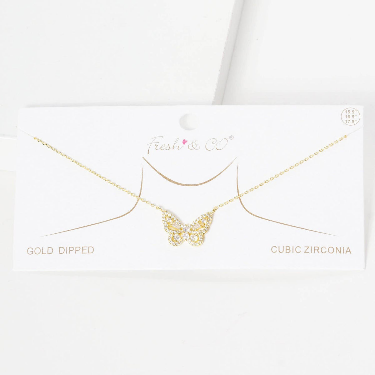 Gold Baguette Butterfly Necklace