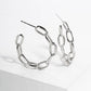 Textured Geometric Link Hoop Earrings
