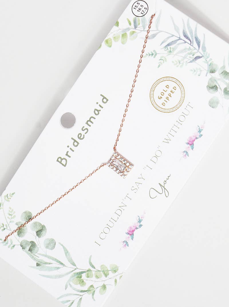 Bridesmaid Emerald Cut Cubic Zirconia Pendant Necklace