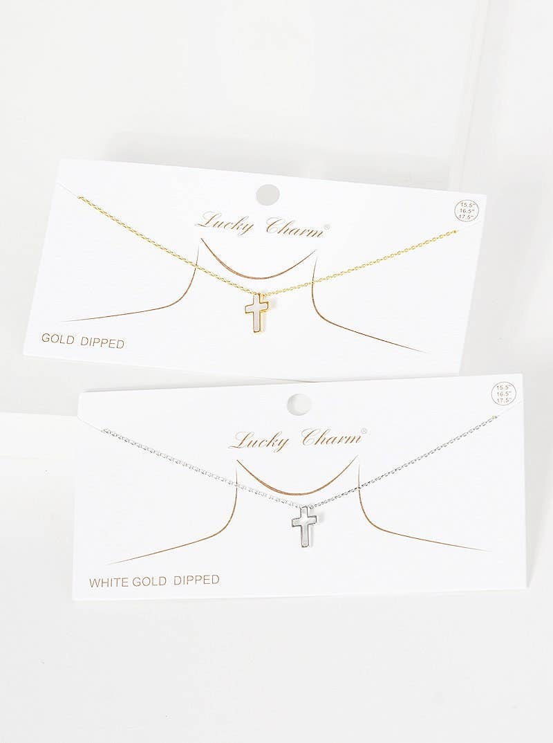 White Shelled Cross Necklace