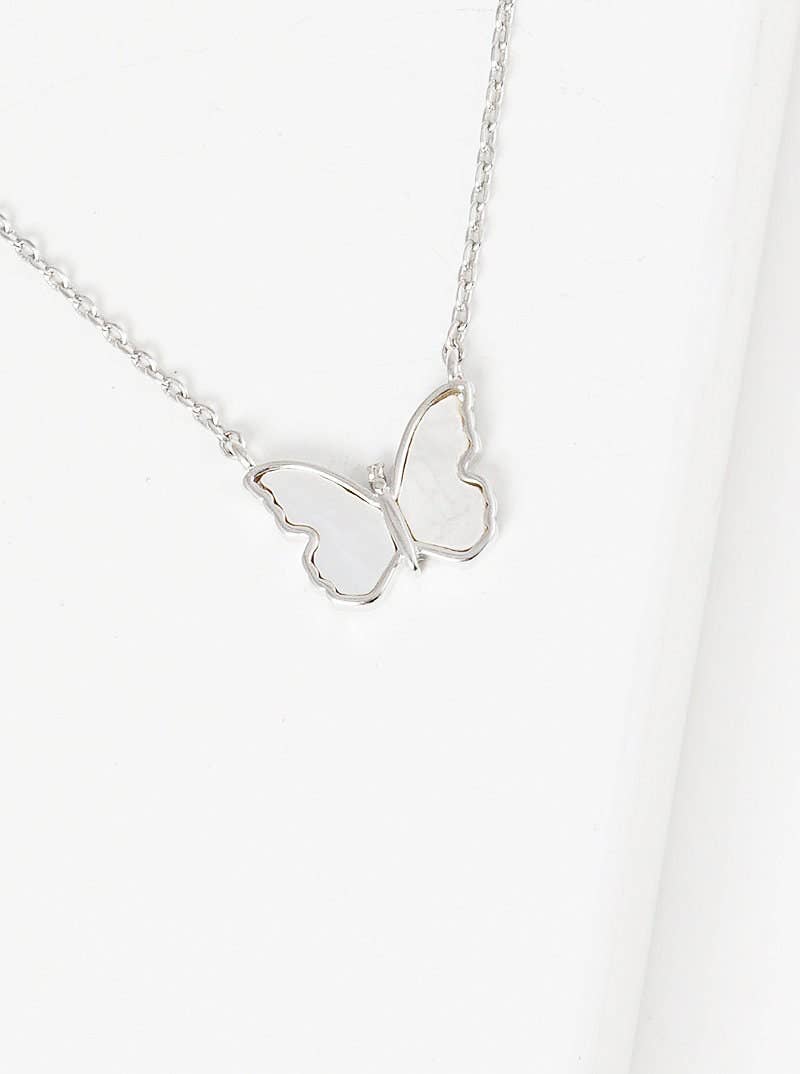 White Shelled Dainty Butterfly Necklace