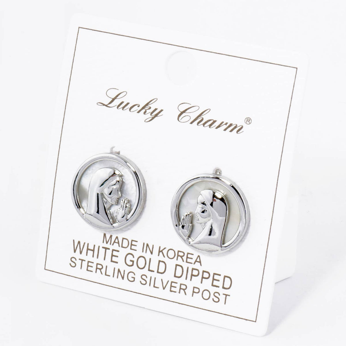 18K GOLD DIPPED MOTHER OF PEARL PRAYER STUD EARRINGS