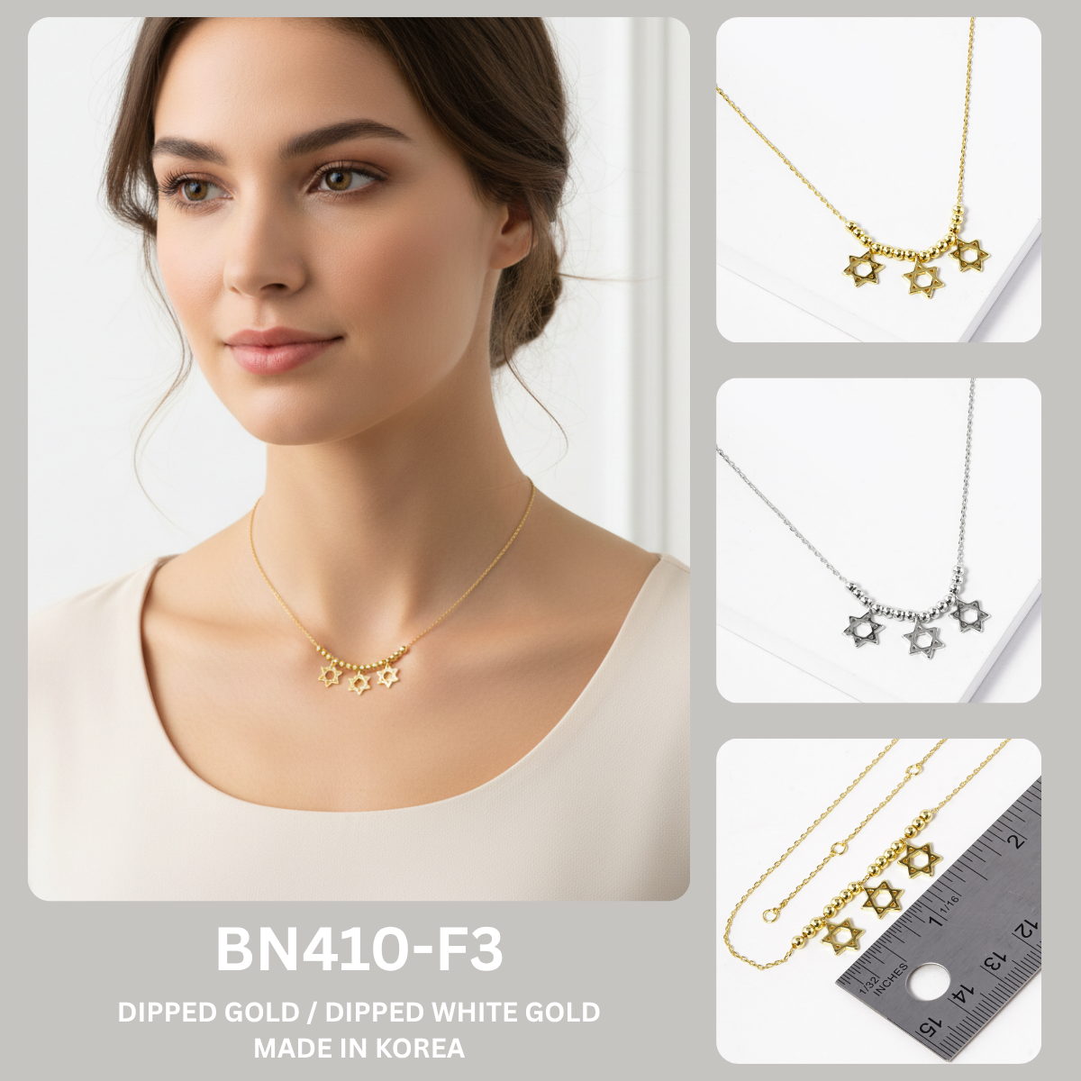 Minimalist Triple Star Charm Necklace