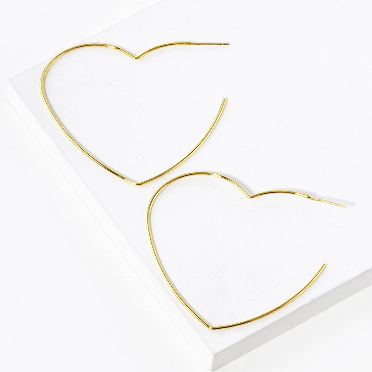 18K Gold Dipped 50mm Heart Shape Lightweight Open Hoop