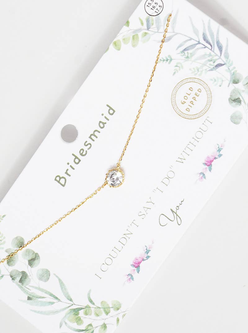 Bridesmaid Solitaire CZ Pendant Necklace