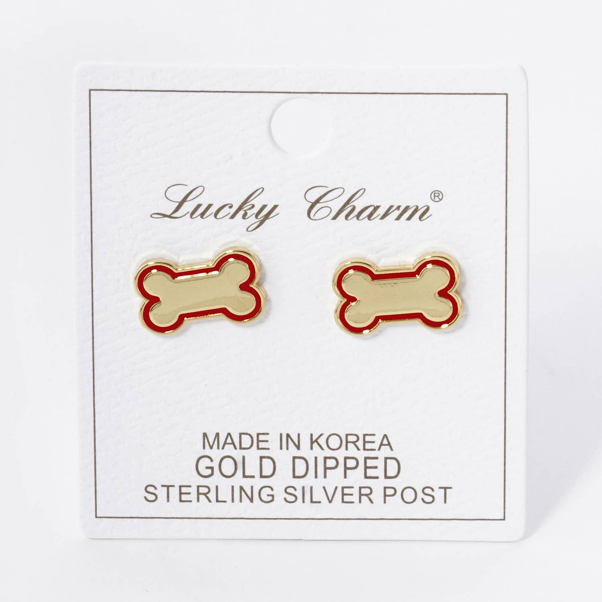 GAME DAY MASCOT 9MM ENAMEL DOG BONE TREAT STUD EARRINGS