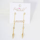 8K-Gold-Dipped Station Chain Drop Earrings with Spike Accent