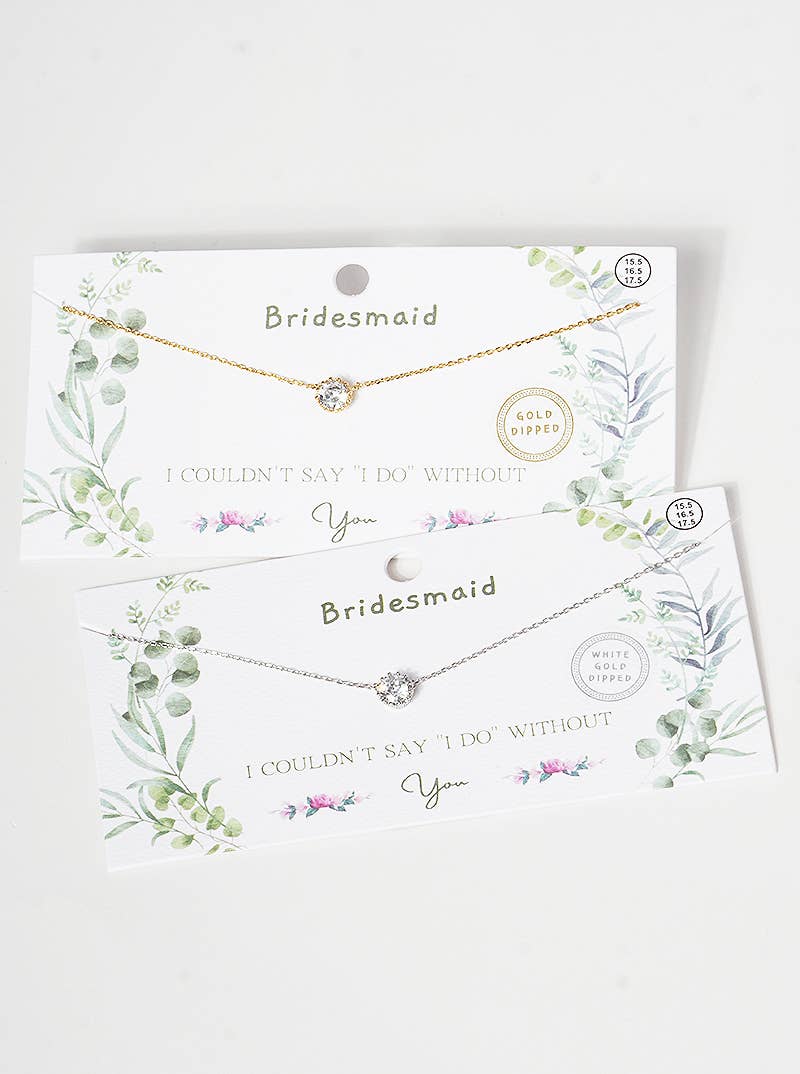 Bridesmaid Solitaire CZ Pendant Necklace