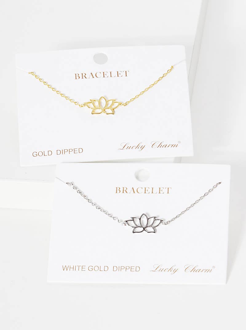 Minimalist Lotus Flower Charm Bracelet