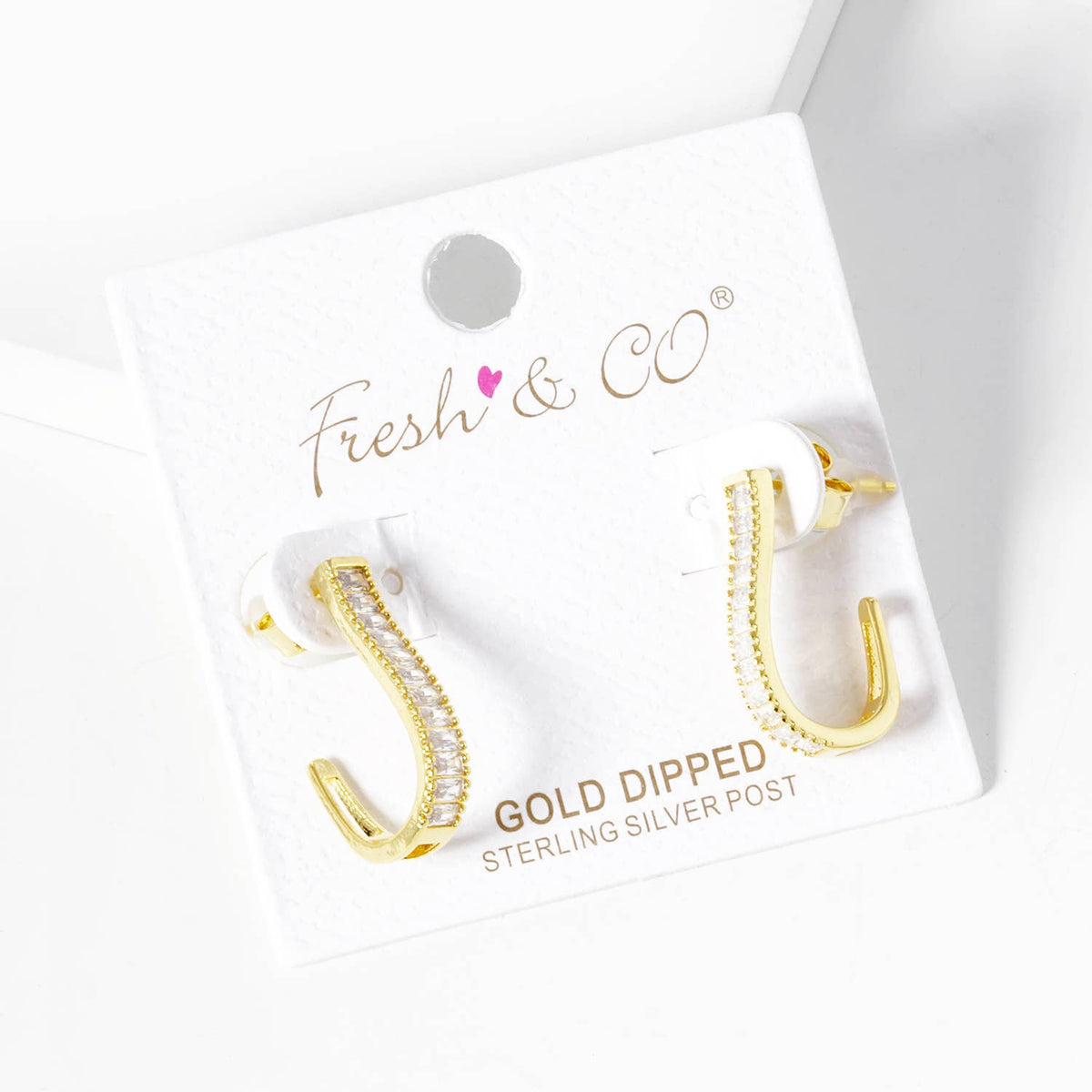 Dainty Baguette Cubic Zirconia Open Hoop Earrings