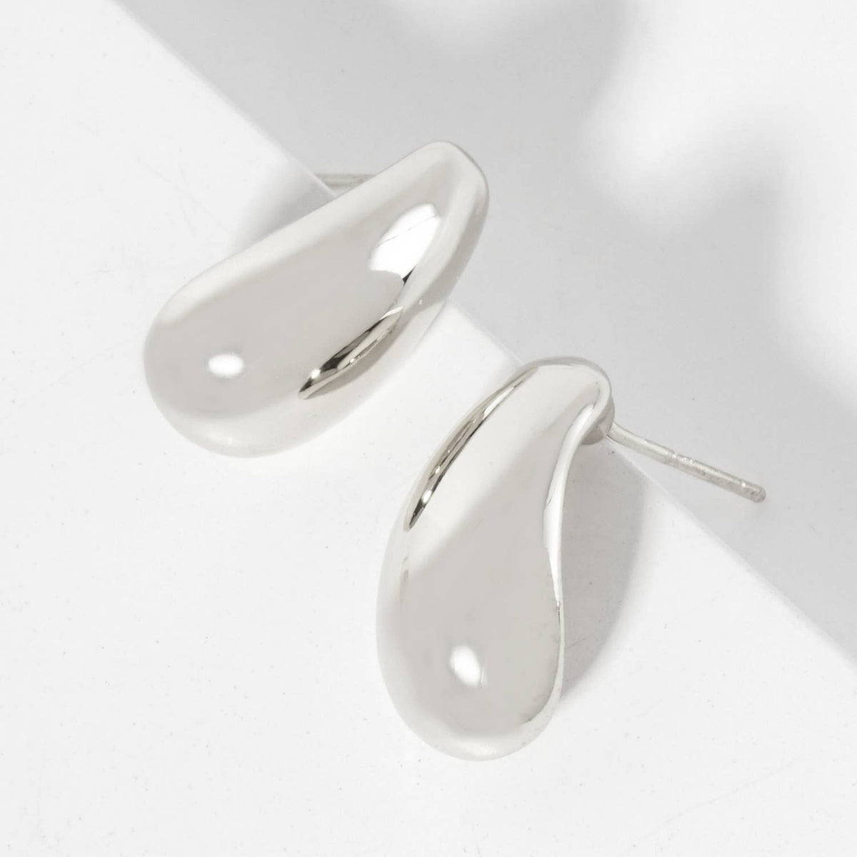 Polished Brass Teardrop-Shaped Stud Earrings