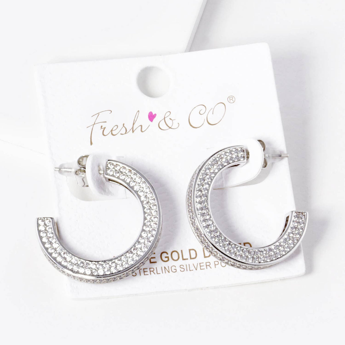Dainty Pave Cubic Zirconia Chunky Hoop Earrings