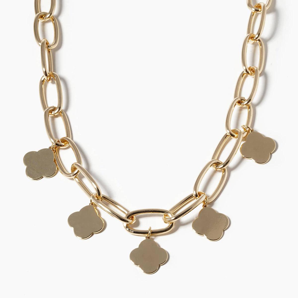 Clover Charm Chunky Chain Necklace