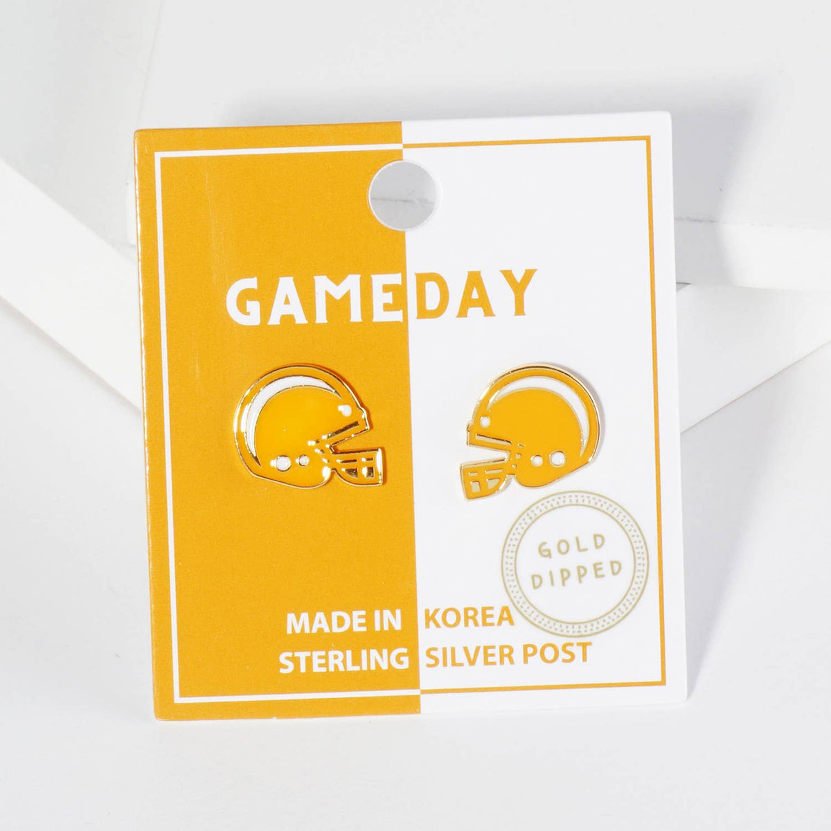 18K Gold Dipped Enamel Football Helmet Game Day Stud Earring