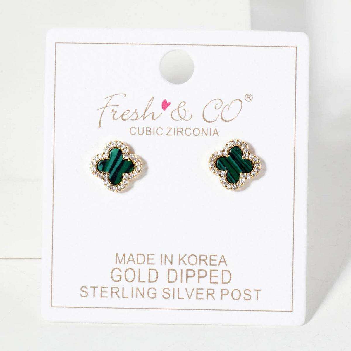 Pave-Set Cubic-Zirconia 11mm Quatrefoil Stud Earrings