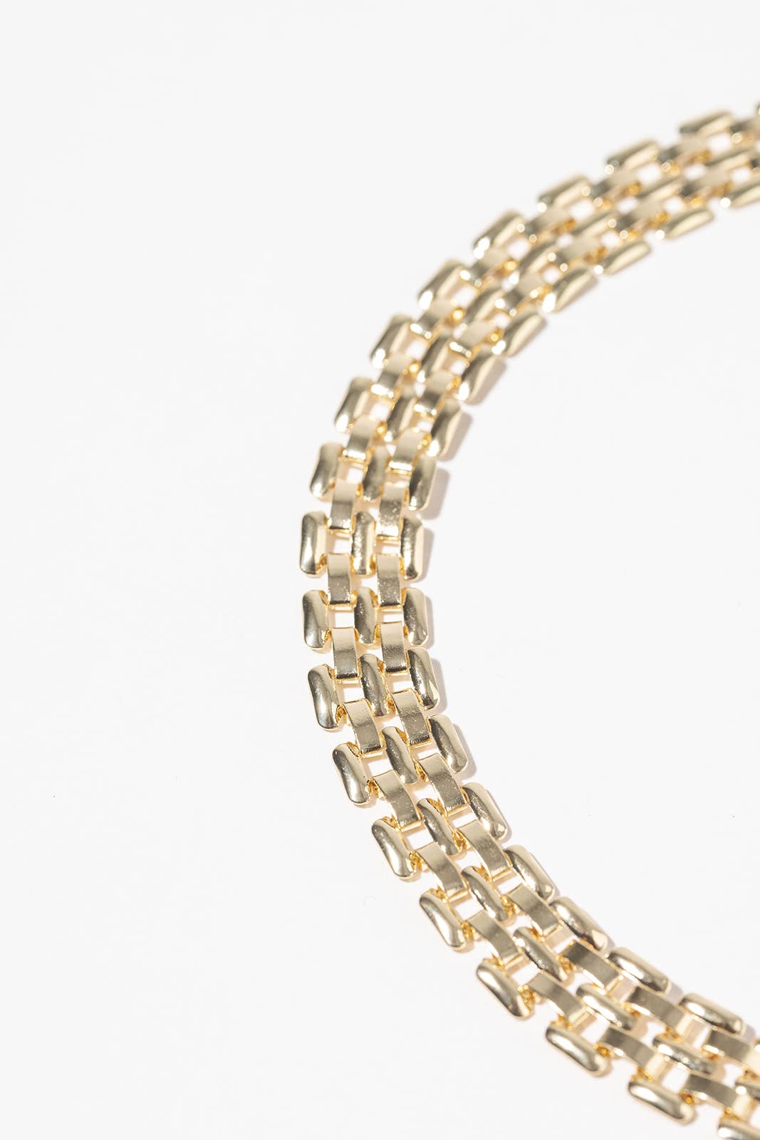 18K Gold Dipped Triple Layer Brick Link Anklet
