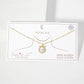 Center Pearl Point Pave-Set Circle Bow Pendant Necklace