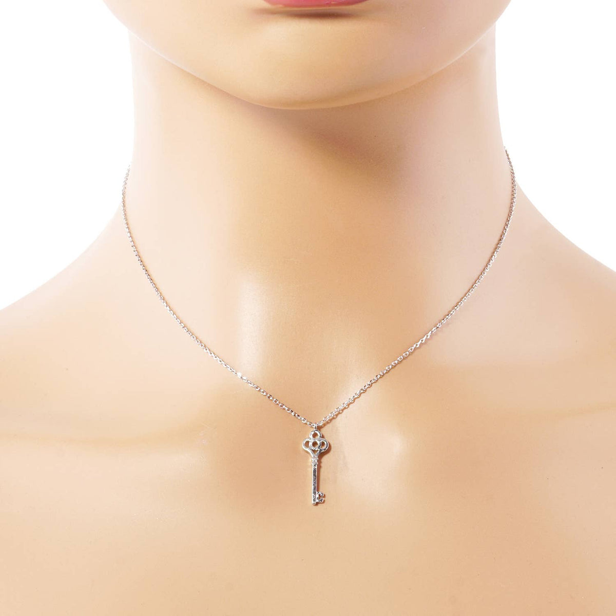18K Gold Dipped Brushed Brass Key Pendant Necklace